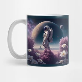 Astronaut on a flower planet Mug